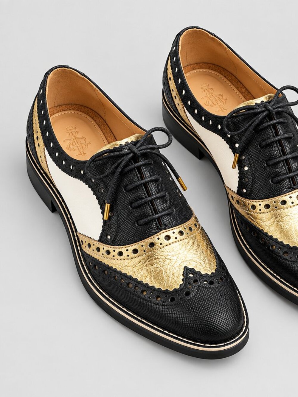 The Office of Angela Scott Tricolor Wingtip Oxford Heels Size 7.5